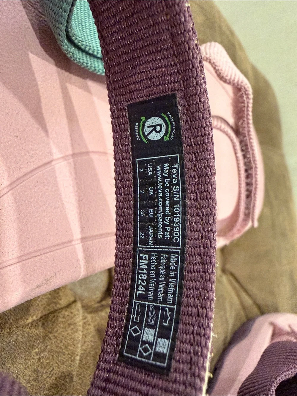 Teva Kids Pink Sandals with Teal and Purple Strap Accents